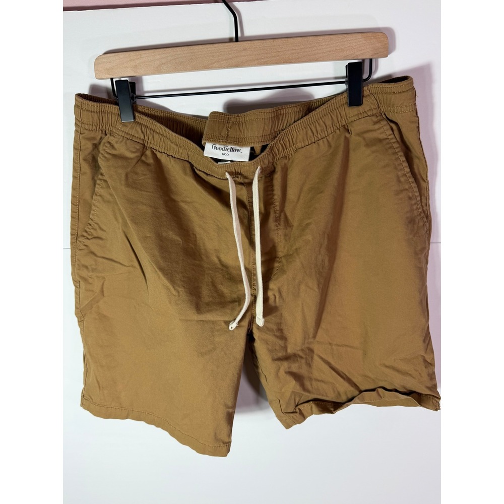 Goodfellow & Co Mens Brown Khaki Elastic Waist Drawstring Shorts Large L